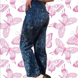 ***SOLD***Asian Inspired Blue Silk Pants